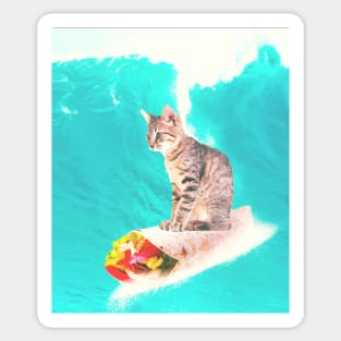 Kitty Cat Surfing Burrito Sticker